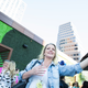Attendees at the Mom 2.0 Summit enjoy bites and drinks at its Cabana Party.
